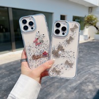 Galvanoplastie cadre de caméra papillon cerise colle étui de téléphone portable adapté pour iPhone 16Promax transparent PC housse de protection