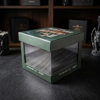 Boîte cadeau en papier premium à thème crâne avec fenêtre carrée, doublure en coton et fermeture magnétique pour tasses et bols - Boîte de collection gothique sombre