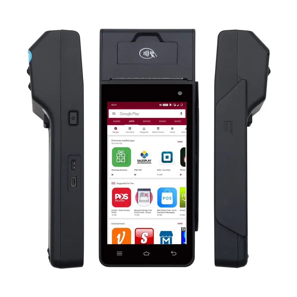 Free SDK Bluetooth 5.0 Inch Smart Android 7.1/12 Mobile POS System MSR CHIP NFC Terminal