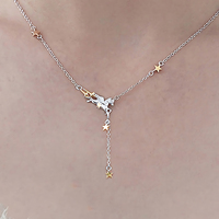 Colliers pendentifs en forme de cheval à pampilles Fine Stars pour femmes, argent sterling 925, chaînes tendance, collier pour filles, bijoux personnalisés, vente en gros