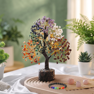 Arbre en Cristal des Sept Chakras Fait Main, Arbre en Pierres Précieuses Polies, Bonsaï pour la Décoration Feng Shui de la Maison et du Bureau - Product Image 2