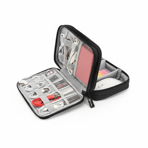 กระเป๋าเก็บอุปกรณ์ดิจิทัลแบบพกพา ผลิตจากหนังไมโครไฟเบอร์สังเคราะห์ ปิดด้วยซิป พร้อมโลโก้สั่งทำได้ - Product Image 1