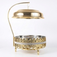 Ensemble de chauffe-plats de luxe 20L en acier inoxydable doré, nouveau design, pour restaurant, buffet, hôtel, mariage, avec suspension décorative