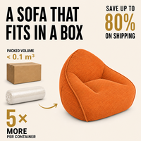 Fauteuil d'appoint paresseux en gros, livré en boîte avec rembourrage inclus, moderne, orange, dossier haut, fournisseur chinois pour espace de lecture intérieur