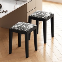 Tabouret de rangement ottoman rembourré, empilable, pour maquillage, bas, minimaliste, carré, en bois, chaise de salle à manger, mobilier de maison