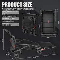 Chariot de camping pliable à quatre roues pour le stockage en extérieur, lit de camping/chariot de camping, super robuste, portable, petit chariot en acier au carbone Oxford