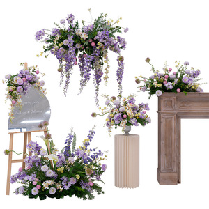 Guirlande de fleurs artificielles LANJO, style glycine, couleur violet rêveuse, pour décoration murale et de table de mariage - Product Image 5