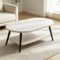 Table basse moderne en bois avec rangement, double niveau, petite table de salon pour usage domestique, style luxe discret, sensation haut de gamme, simple pour les petits espaces