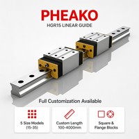 Rail de guidage linéaire PHEAKO taille 15 avec bloc de roulement en acier, type carré et à bride, fabricant chinois, remplace HGR15