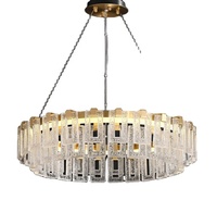 Lustre de luxe postmoderne pour salon, luminaire suspendu en cuivre, verre LED, lumière décorative
