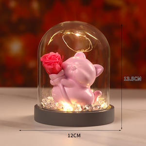 Rosa seca preservada en vidrio Luces LED Oso 100% Rosa eterna natural Ecológico Hecho a mano Día de San Valentín Regalo de Año Nuevo - Product Image 4