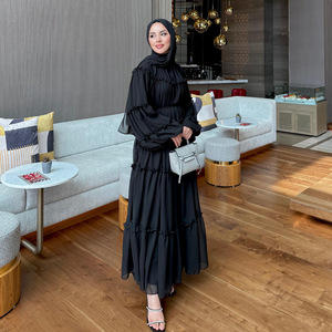 Novità 2026 Abaya Islamico Chiuso per Donna, Vestito Musulmano in Chiffon a Doppio Strato, Abito Lungo con Balze a Strati per Donna - Product Image 6