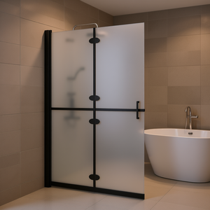 Puerta de Ducha Plegable con Marco, Vidrio ESG de 35.4 x 74.8 Pulgadas, Diseño Minimalista Esmerilado, Mampara de Baño - Product Image 2
