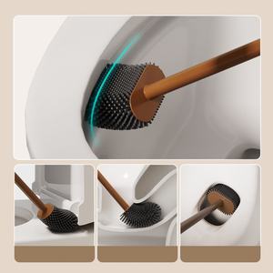 Escobilla <span class=keywords><strong>con</strong></span> ventosa para inodoro, modelo doméstico sin puntos ciegos, montada en la pared para colgar fácilmente una herramienta de limpieza de alta gama para el inodoro - Product Image 4