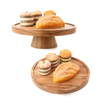 Assiette ronde en bois d'acacia Présentoir à gâteaux multifonction Présentoir de table à dessert