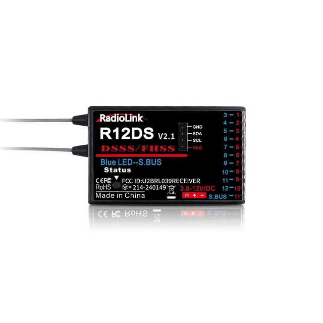 Radiolink R12DS 12CH DSSS FHSS RC Receiver Plastic Support SBUS/PWM Signal Plane Car AT9 AT9S AT10 AT10II Transmitter