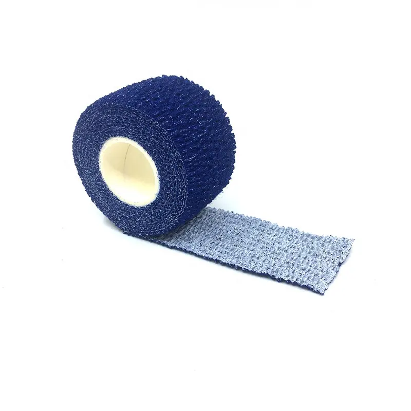 Fita adesiva esticável anti-alergia, fita levantamento de peso azul escuro, algodão elástico