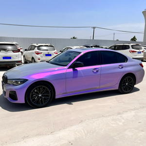 Vinilo para Envolver Autos IUWF de 1.52*17m, Rollo de Vinilo Brillante de Dos Colores, Gris Encanto Púrpura, para Envolver Todo el Vehículo - Product Image 1