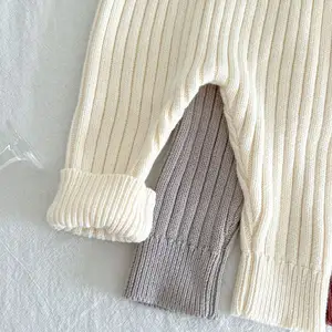 New Arrive Infant Trousers Plain Knit 100% Organic Cotton Baby Pants