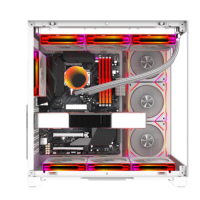 Boîtier PC Full Tower Blanc avec Panneau Latéral en Verre LCD pour Gaming et Refroidissement ATX