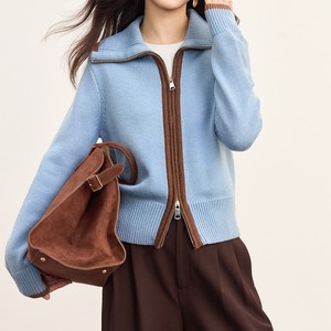 <span class=keywords><strong>Cardigan</strong></span> Casual Elegante da <span class=keywords><strong>Donna</strong></span> con <span class=keywords><strong>Zip</strong></span> e Colletto, Finiture a Contrasto e Logo Personalizzato - Product Image 1