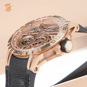 Top Brand Luxury Sport Rose Gold Mechanical <b>Watches</b> Leather Strap <b>Skeleton</b> <b>Automatic</b> Waterproof <b>Watches</b> for Men - Product Image 5