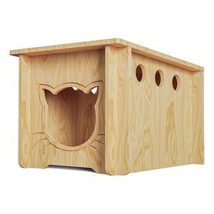 Maisonnette et habitat en bois massif <span class=keywords><strong>pour</strong></span> petits animaux, nichoir extérieur <span class=keywords><strong>pour</strong></span> lapins et chats, abri <span class=keywords><strong>pour</strong></span> chats errants - Product Image 1