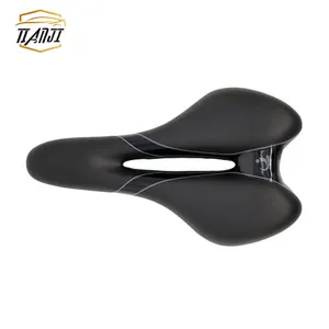 Asiento de cuero para <span class=keywords><strong>bicicleta</strong></span> para hombre y <span class=keywords><strong>mujer</strong></span>, cojín suave, acolchado, hueco, de cuero PU - Product Image 1