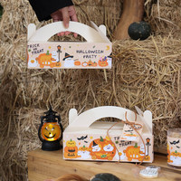 Boîtes cadeaux pour bonbons et friandises d'Halloween avec poignée robuste, emballage laminé brillant/mat, design à fentes pour cadeaux de fête