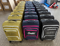 Tas Koper Biru 20" dengan Resleting untuk Klub Cheerleading & Studio Tari, Bordir Logo, Hiasan Batu Rhinestone, Tas Senam