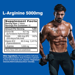 Tablet l-arginin, pil penguat Stamina & kinerja kesuburan pria Vitamin B12 B6 folat pria - Product Image 2