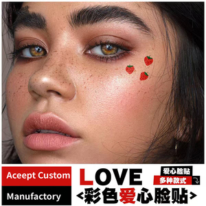 Tatuaggi impermeabili temporanei colorati con viso d'amore per donne e ragazze stampati in carta per feste in spiaggia e Cosplay - Product Image 3