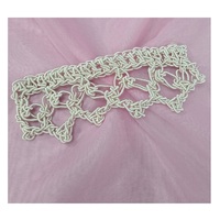 Dentelle Guipure Faite Main Élégante à Bord Festonné Motif Cœur 7x20cm Blanche Italie 55% Coton/Mélange Polyester pour Robe NRGY