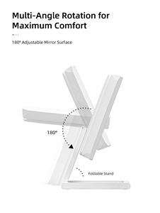 2X 5x Độ phóng đại 3 cách Tabletop Trắng mỹ phẩm thắp sáng du lịch LED gấp Tabletop trifold trang điểm với ánh sáng Vanity gương - Product Image 4