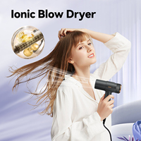 Sèche-cheveux à ions négatifs pour usage domestique, léger, mini, haute vitesse, sèche-cheveux tout-en-un avec écran LCD
