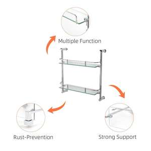 Porte-serviettes moderne à double niveau en acier inoxydable et en verre <span class=keywords><strong>de</strong></span> haute qualité monté sur le coin pour étagères <span class=keywords><strong>de</strong></span> salle <span class=keywords><strong>de</strong></span> bain <span class=keywords><strong>cabine</strong></span> <span class=keywords><strong>de</strong></span> <span class=keywords><strong>douche</strong></span> - Product Image 2