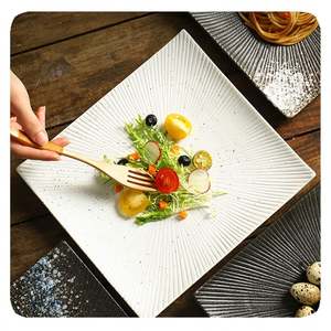 नई आधुनिक जापानी शैली सफेद काला पत्थर अनाज संगमरमर प्लेट सिरेमिक सुशी प्लेट टेबलवेयर स्क्वायर डिनर प्लेट - Product Image 4
