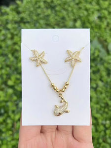 18K 금도금 바다 해변 동물의 매력 목걸이 게 귀걸이 불가사리 소라 코코넛 나무 펜던트 어린이 선물 황동 - Product Image 5