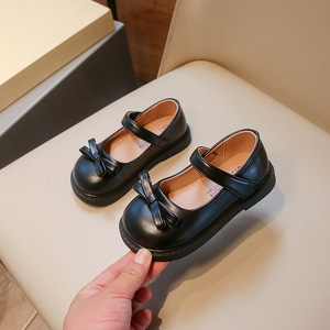 女の子のための春の新しい本物の革弓色のプリンセスシューズ子供のための柔らかいソールバックル西洋スタイルのウェディングドレス夏 - Product Image 5