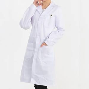 Bata de Laboratorio de Algodón Blanca de Manga Larga, Corte Ajustado, Uniforme para Salón de Belleza, para Hombres y Mujeres, para Estudiantes Universitarios, Enfermeras, Fábrica de Alimentos - Product Image 1