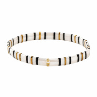 Bracelet en coquillages fait main pour homme, noir, blanc, or, géométrique, rectangle, minimaliste, tendance, polyvalent, vente en gros