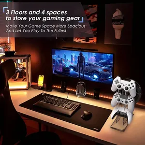 สำหรับผู้ถือที่เก็บ <span class=keywords><strong>PS4</strong></span> PS5สีดำสีขาวที่วางมือถืออเนกประสงค์3ชั้นและที่ใส่หูฟังอุปกรณ์เล่นเกม - Product Image 4