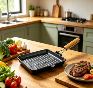 Nueva Sartén Plegable con Mango de Madera, Sartén Rectangular de Hierro Fundido Precurado para Huevos y Pan, Ideal para el <span class=keywords><strong>Desayuno</strong></span> - Product Image 1