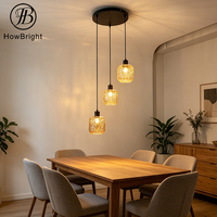 Lampada a Sospensione LED in Vetro Ondulato Fumé e Ambrato, Design Cubo con Effetto Acqua, per Scale, Sala da Pranzo, Villa