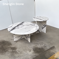 Table basse ronde en marbre naturel de luxe, table d'appoint moderne pour salon, OEM ODM disponible