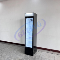 Réfrigérateur congélateur commercial vertical à porte en verre unique pour bar, boisson, bière, affichage avec lumière LED