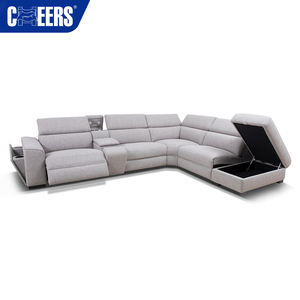 MANWAH-sofá seccional eléctrico de Tela Gris, sillón Reclinable con otomana y reposacabezas ajustable - Product Image 3