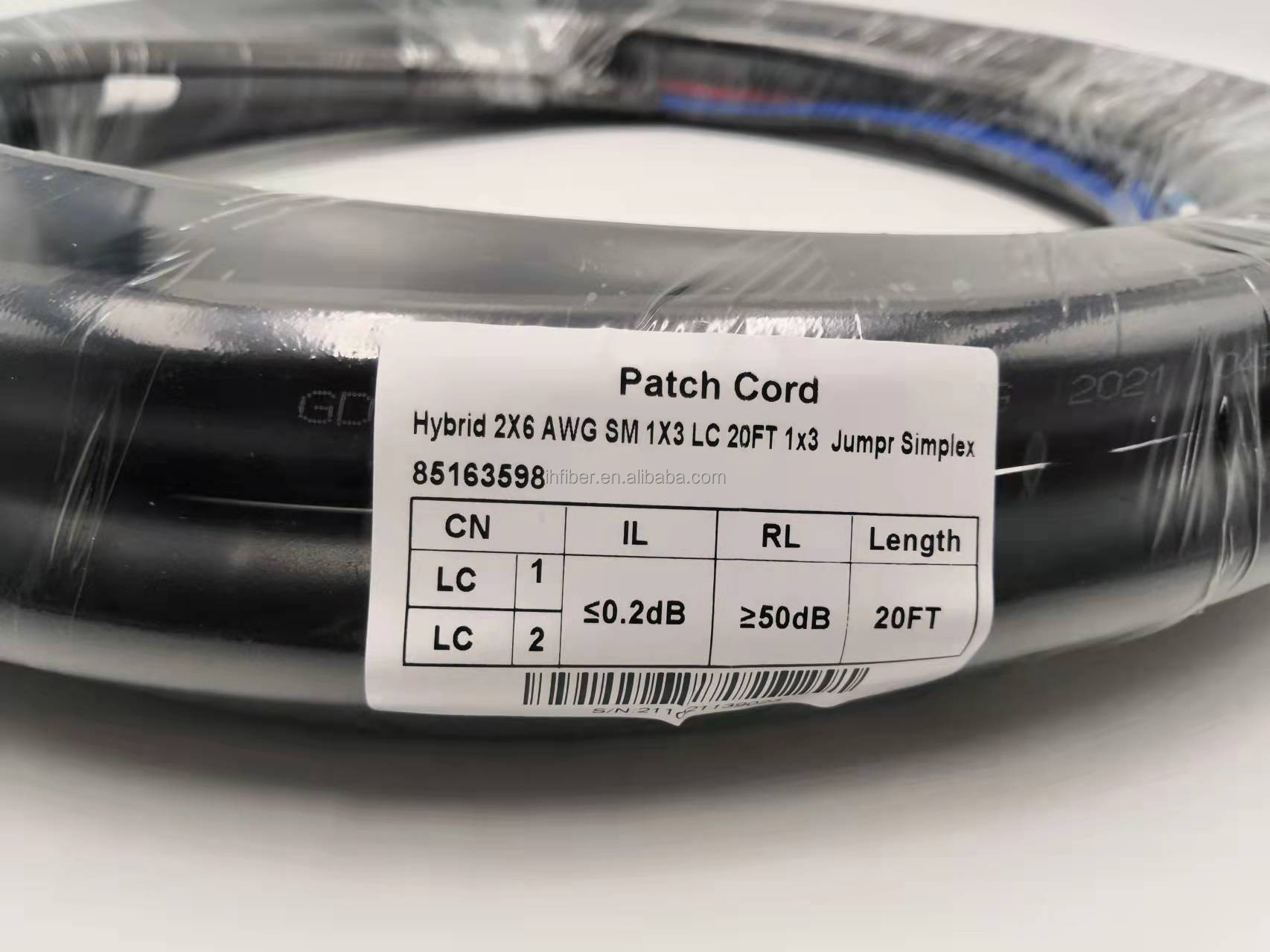 Singlemode G657A1 Hybrid Cable Assembly 10AWG Composite Fiber Optic Cable