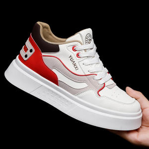 Zapatos casuales para caminar para hombre, zapatillas de moda para hombre, blancas, rojas, grises, deportivas, cómodas, transpirables, de cuero, estilo walking. - Product Image 2