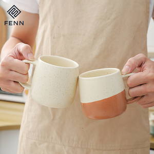 FENN Tasses à café en céramique mouchetée faites à la main Ensemble <span class=keywords><strong>de</strong></span> <span class=keywords><strong>4</strong></span> tasses à café en porcelaine pour latte/thé/lait/cacao chaud Idéal pour tasse cadeau - Product Image 4